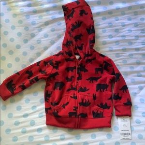NWT red fleece zip up hoodie